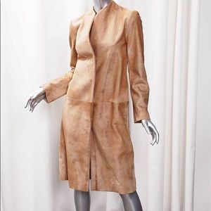 ALEXANDER McQUEEN Tan genuine cowhide fur coat